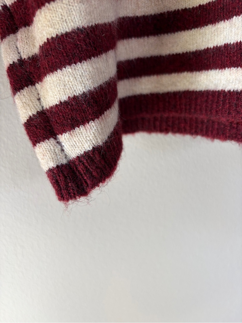 Staccato Burgundy and Oat Striped Knit Relaxed Fit Cardigan Sweater Tomato Girl - Picture 10 of 12